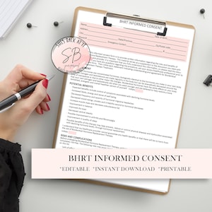 BHRT Consent Form, Bioidentical Hormone Replacement Therapy Informed Consent, Hormone Replacement Therapy Consent, Bio-Identical Hormone