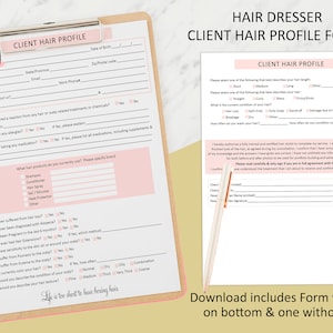 Hair Stylist Client Profile Form, Hair Dresser Client Hair Profile,  Hair Stylist Forms, Hair Client Profile Forms, Hair Client Information
