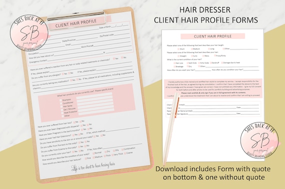 Hair Stylist Client Profile Form: Salon Consultation (PDF)