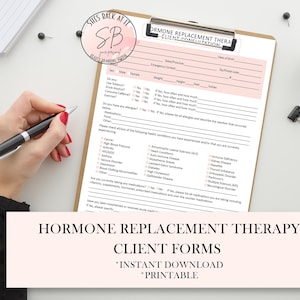 Hormone Replacement Therapy Intake Form, HRT Consent Form, Hormone Replacement Client Forms, Testosterone Therapy, Postmenopausal Therapy