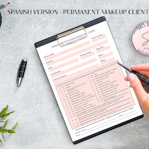 Spanish Permanent Makeup Consent Form, Spanish Permanent Makeup Forms, Spanish Esthetician Consent Forms, Spanish Client Forms