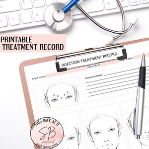 Unterspritzungs-Behandlungsakte, Füller-Behandlungsakte. Botox Behandlung Graph, Injektabe, Krankenschwester Injektor