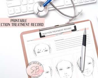 Injection Treatment Record, Filler Treatment Record. Botox Treatment Record, Injectables, Nurse Injector Templates, Injector Treatment Form