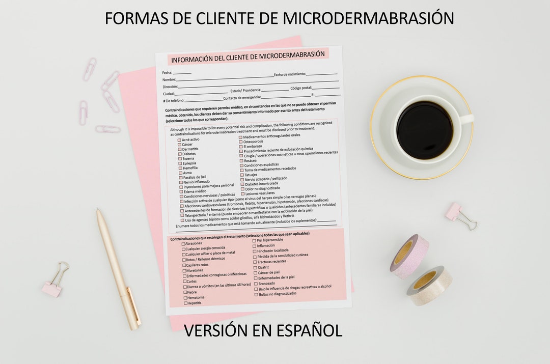 Microdermabrasion Forms Spanish Microdermabrasion Technician Etsy