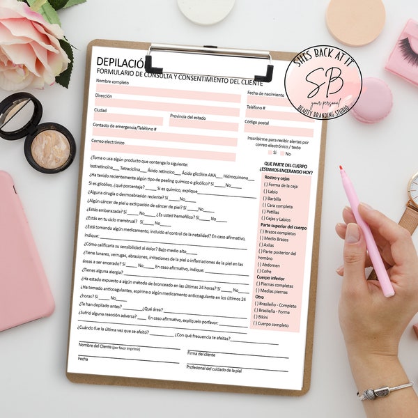 Spanish Consent Form Waxing Etsy