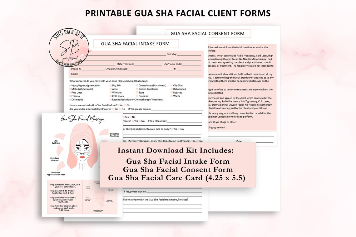 Gua Sha Facial Intake Form, Gua Sha Facial Informed Consent, Gua Sha ...