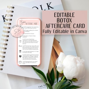 Botox Aftercare Card Template,Botulinum Toxin Post Treatment Instructions, Nurse Injector Care Guide, Cosmetic Filler Injection, Editable
