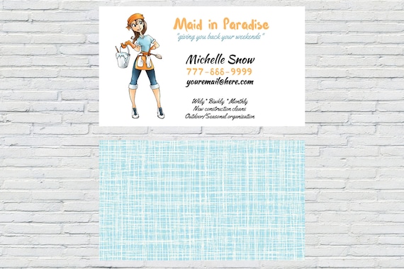 housekeeper business card personalized business card calling card small business maid cleaning service house keeping digital file housekeeper business cards