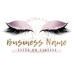 Lashes logo, eyelash logo, cosmetics logo, gold pink lashes logo, Lashes eye logo, Custom Logo, Glam Logo, Sparkle Lashes Logo, Blush Pink