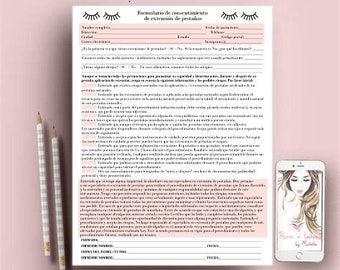 Lash Extension Consent Form Spanish Version, Eyelash Extensions Consent Spanish Version, Lash Extension Client Forms Spanish Version