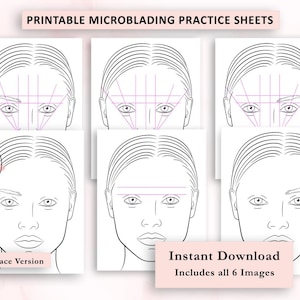Formularios de capacitación en mapeo de cejas Hojas de práctica de mapeo de cejas, patrones de microblading imprimibles, maquillador semipermanente, tatuaje de cejas