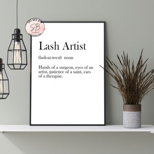 Lash Artist Definition, Lashes Printable Wall Decor, Beauty Salon Sign,  Eyelash Extensions Poster
