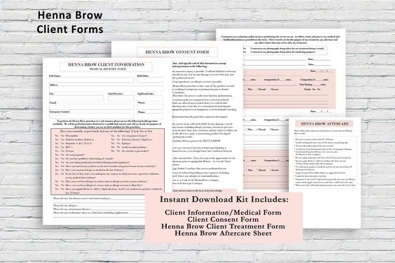 Henna Brow Client Forms, Brow Client Consultation and Consent Form ...