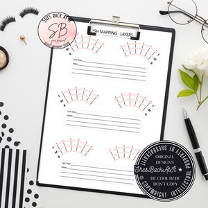 Eyelash Extension Mapping Layers Practice Sheets, Eyelash Extension Mapping Forms, Lash Training Layers Form, Eyelash Extensions Style Guide