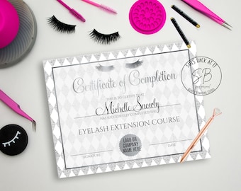 Certificate of Completion Template , DIY Certificate, Lash Extension Certificate, Certificate Template, Editable Template