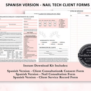 Spanish Nail Technician Forms, Spanish Nail Artist Client Forms ...