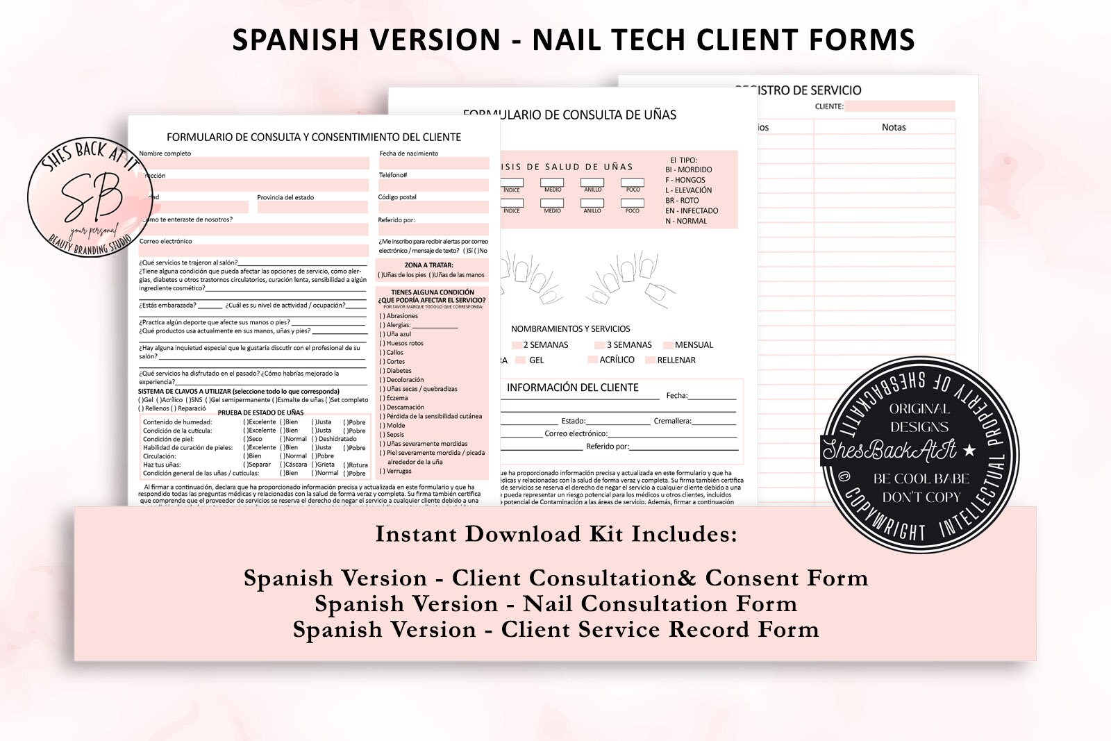 Spanish Nail Technician Forms Spanish Nail Artist Client | Etsy