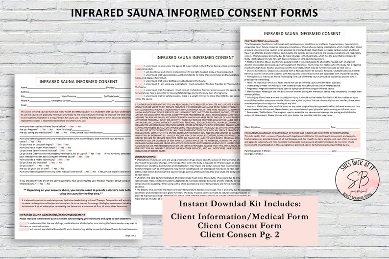 Infrared Sauna Blanket Consent Sauna Blanket Consent Form Etsy