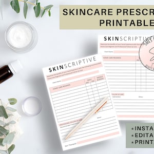 Skin Care Prescription Template, Esthetician Client Treatment Plan, Facial Home Care Regimen Printable Editable Skincare Treatment Aftercare