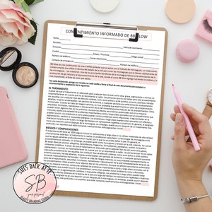 Spanish BB Glow Consent Form, BB Glow Aftercare, BB Glow Printable Consent Form,  Esthetician Forms, Esthetician Client Forms, Spanish