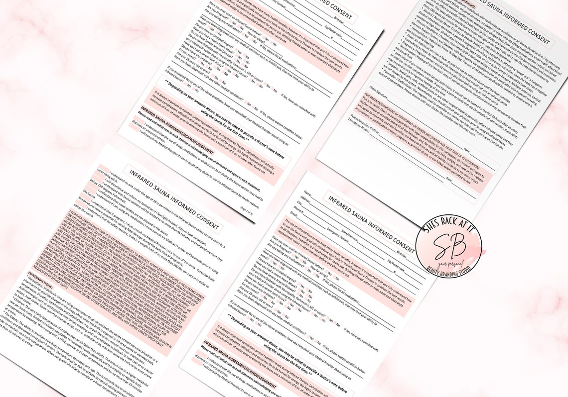 Infrared Sauna Blanket Consent Sauna Blanket Consent Form Etsy