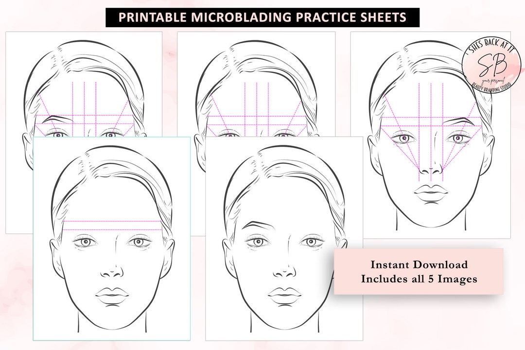 Eyebrow Mapping Practice Sheets, Microblading Pattern Printable ...