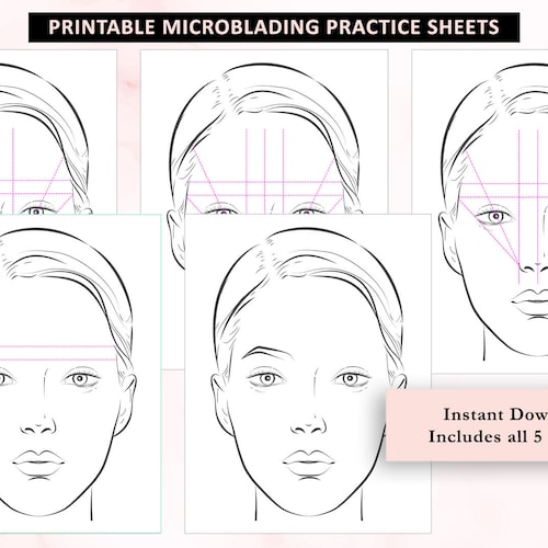Eyebrow Mapping Practice Sheets Microblading Pattern - Etsy