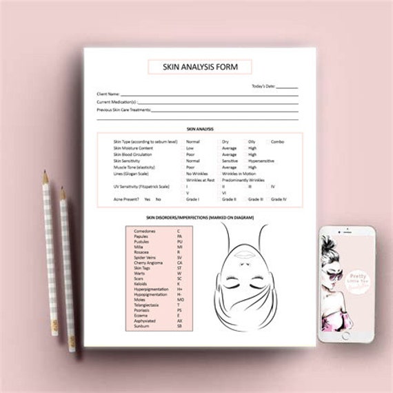 Skin Analysis & Treatment Chart Forms Skin Analysis Form Etsy