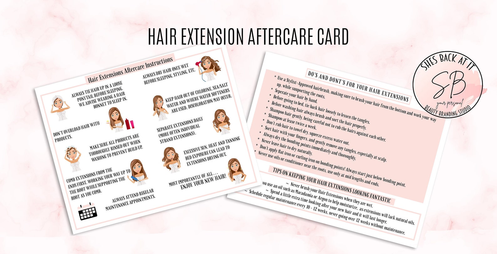 Hair Extensions After Care Instructions Postcard Hair Etsy