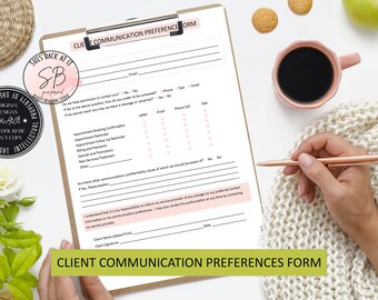 Client Communication Form, Communication Preference Form, Contact Consent Form, Esthetician Forms, Spa Forms, Medspa Forms, Client Forms
