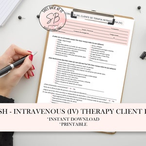 Formularios para clientes de terapia intravenosa, formulario de admisión para goteo intravenoso, consentimiento para terapia intravenosa, cuidados posteriores a la terapia intravenosa, formularios para clientes de terapia intravenosa
