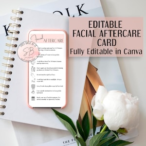 Facial Aftercare Phone Card, Editable Facial After care, Facial After Care Card, Facial Aftercare, Facial Aftercare Card, Editable in Canva
