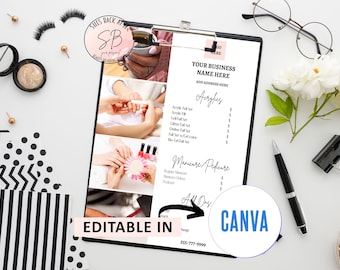 Listino prezzi per nail artist, menu listino prezzi modificabile, listino prezzi per onicotecniche, modello listino prezzi, servizi menu onicotecniche, listino prezzi salone