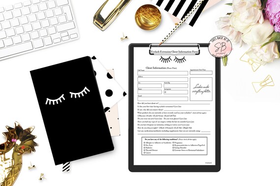 Eyelash Extension Forms Client Information Form Client Etsy English