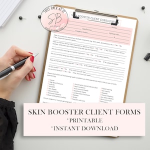 Skin Booster Consultation Form, Injectables Consent Form, Skin Booster Pre and Post Treatment Care, Facial Fillers Form,  Skin Booster Forms