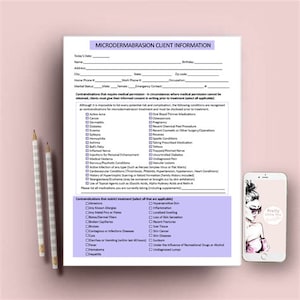 Microdermabrasion Forms, Microdermabrasion Technician, Microdermabrasion Consent Forms, Client Consent Form, Client Information Form Consent