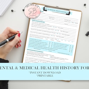 Dental and Medical Health History Form, Dental Intake Form, Patient Registration Form, Medical Health History, Dentist Health History