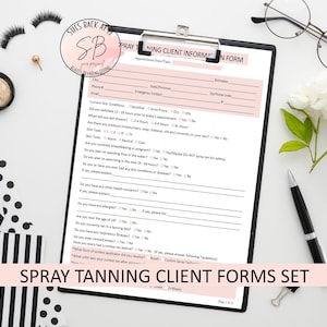 Formulaires client spray bronzage, formulaires spray bronzage, formulaire d'informations client, formulaire d'admission client, formulaire de demande client, formulaires spray bronzage, bronzage