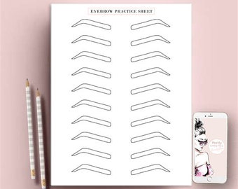 Eyebrow Practice Sheets, Eyebrow Shaping Practice, Microblading Practice, Microshading Practice Sheet, Brow Lamination, Eyebrow Forms, Brow