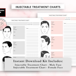 Injectable Treatment Chart Template, Botox Treatment Record, Cosmetic Nurse Injector Forms, Printable Med Spa Charting Sheet, Facial Filler
