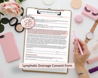 Manual Lymphatic Drainage Massage Consent Form, MLD Lymphatic Drainage Client Release, Lymphotherapy Treatment, Medspa Client, Esthetician