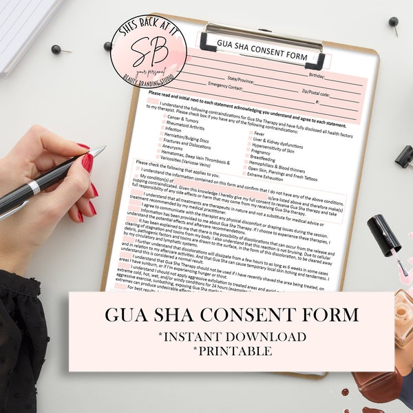 Gua Sha Consent Form, Gua Sha Informed Consent,  Gua Sha Consent, Massage Therapy Consent