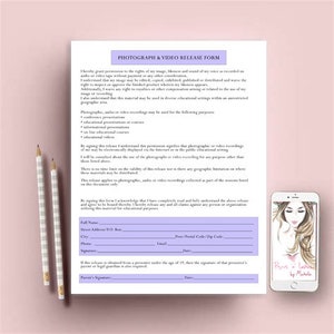 Formulário de consentimento para fotografia e vídeo, formulários faciais, formulários de consentimento para esteticista, formulário de autorização para cliente, formulário de autorização para foto de maquiagem, foto de esteticista