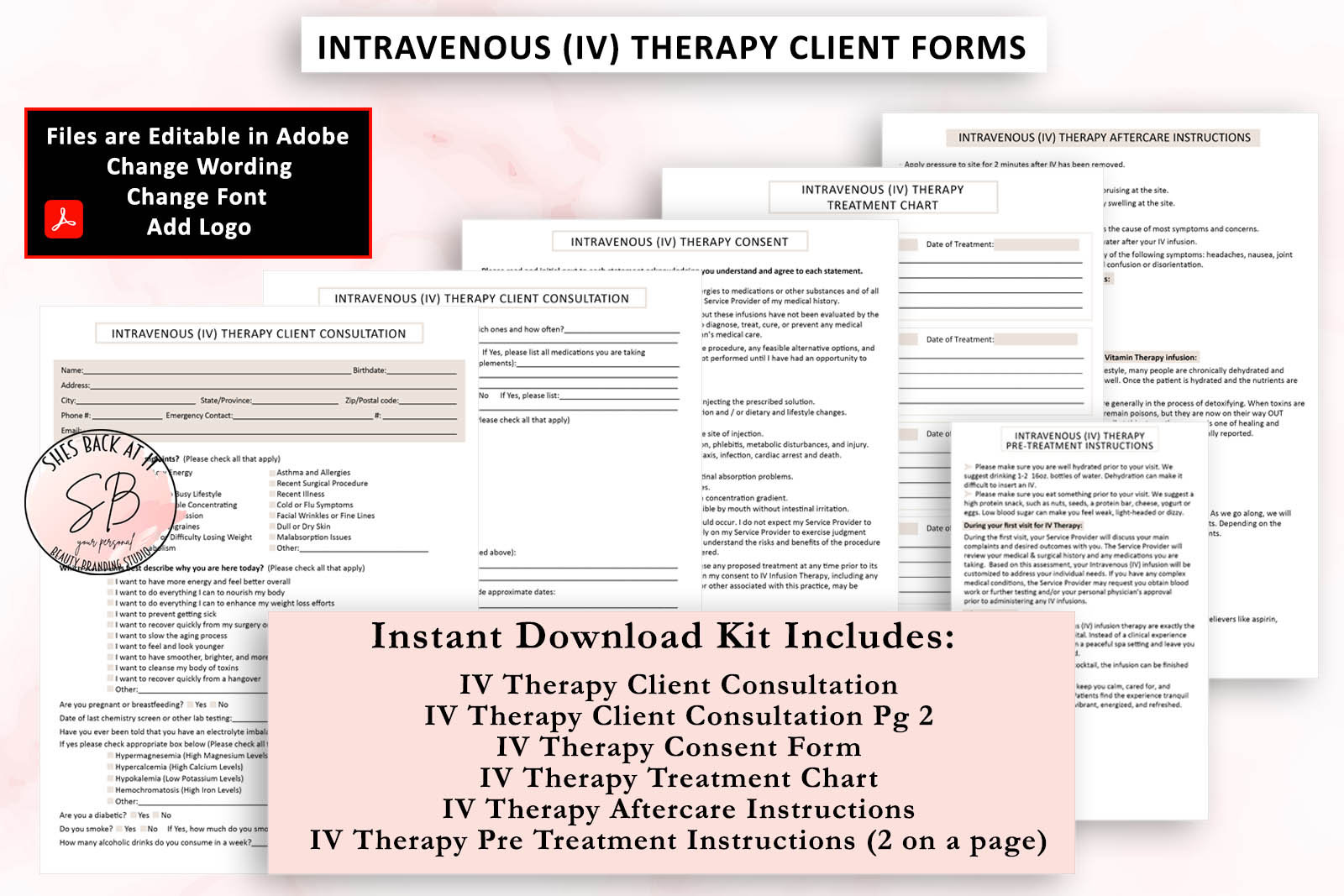 IV Therapy Consent, Intravenous Therapy Client Forms, Iv Drip Intake ...