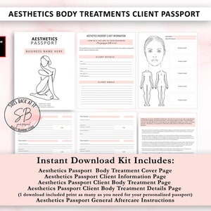 Modello modificabile Beauty Passport, registro dei trattamenti estetici per i clienti, registri dei clienti estetisti