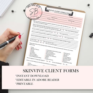 Skinvive Consultation Form, Intake Form, Consent Form, Pre and Post Treatment Care Form, Nurse Injector Client Procedure