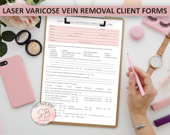 Laser Varicose Vein Removal Consent Form, Varicose Vein Removal, Laser Vein Removal Consultation Form, Laser Vein Removal Aftercare Template