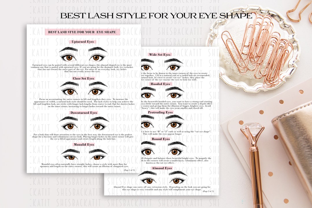 Eyelash Extension Eye Shape Guide, Lash Extension Guide, Printable