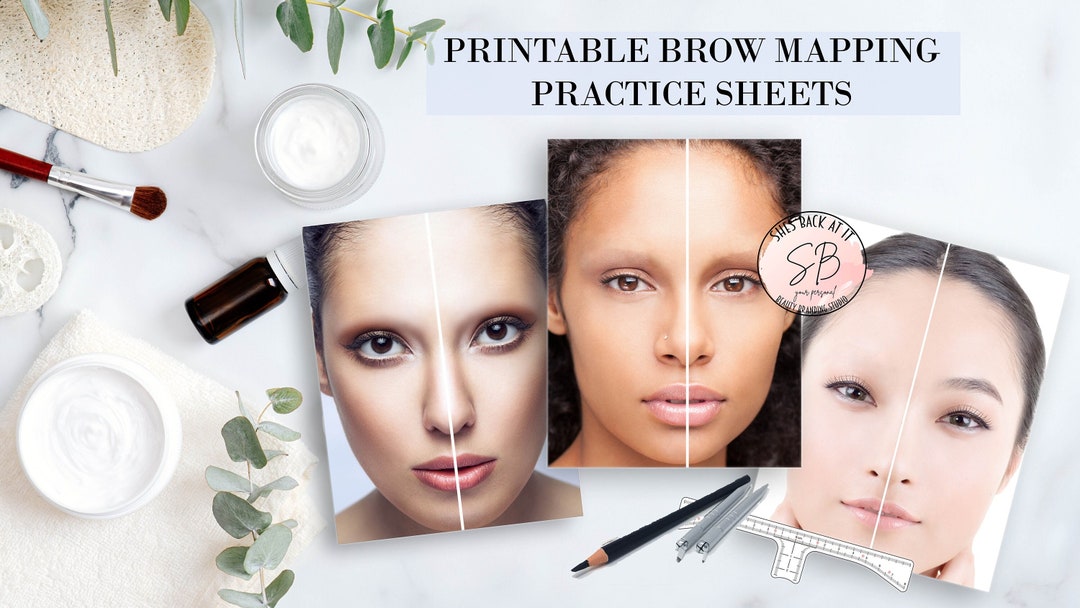 Eyebrow Mapping Practice Sheets, Microblading Pattern Printable