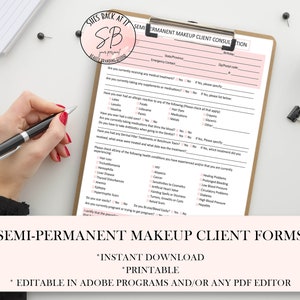 Semi Permanent Makeup Consent Form, SemiPermanent Makeup Forms, Esthetician Consent Forms, Client Release Form, Semi Permanent Makeup Intake